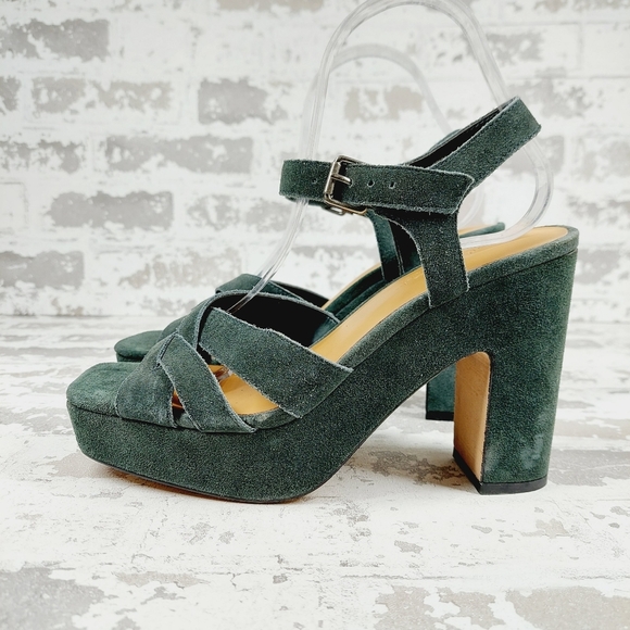 NEW Splendid Piper Black Suede Heeled Platform Sandals W621 - Picture 1 of 15